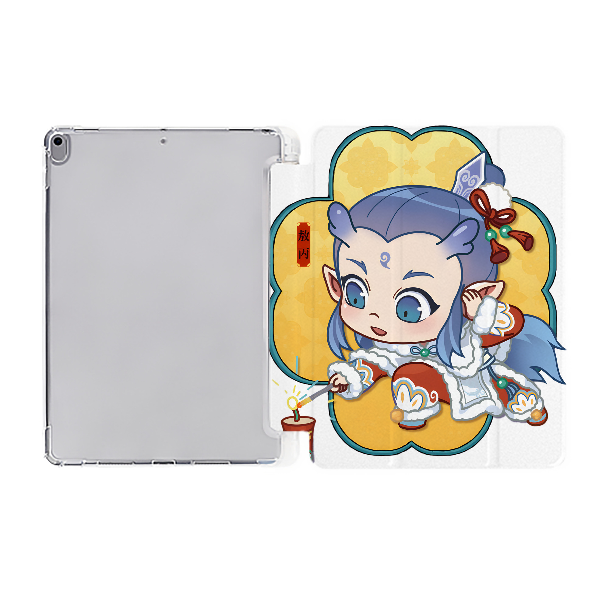 （画像用） Ne Zha 2 ナタ 魔童の大暴れ IPad ケース ペン収納付き 三つ折りスタンド PUレザー×シリコン 対応機種9.5/10.5/10.9インチ